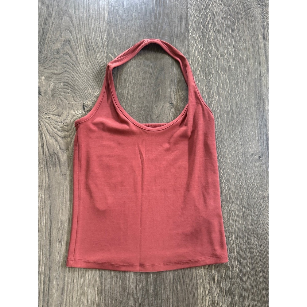 Everlane Ecovero Halter Top XXS Terracotta Red Viscose Stretch NWOT